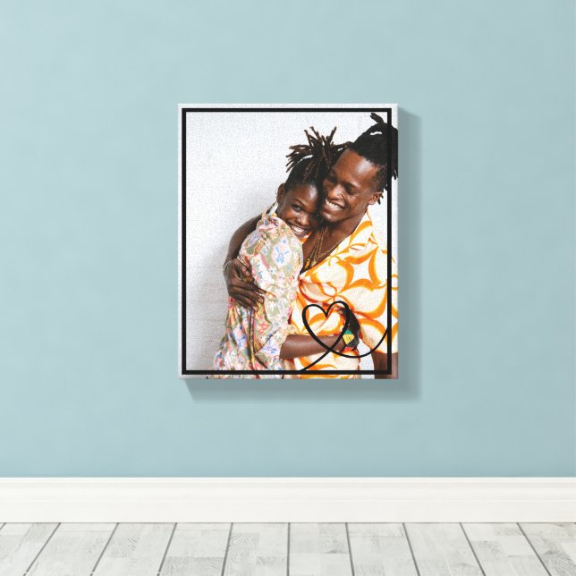 Lienzo Corazón de amor foto personalizada hecha a medida (Insitu (piso de madera))