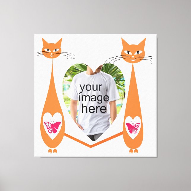 Lienzo Corazón de amor para gato editable - Diseño de tex (Anverso)