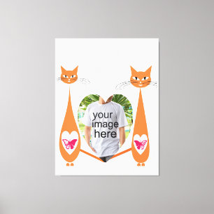 Lienzo Corazón de amor para gato editable - Diseño de tex