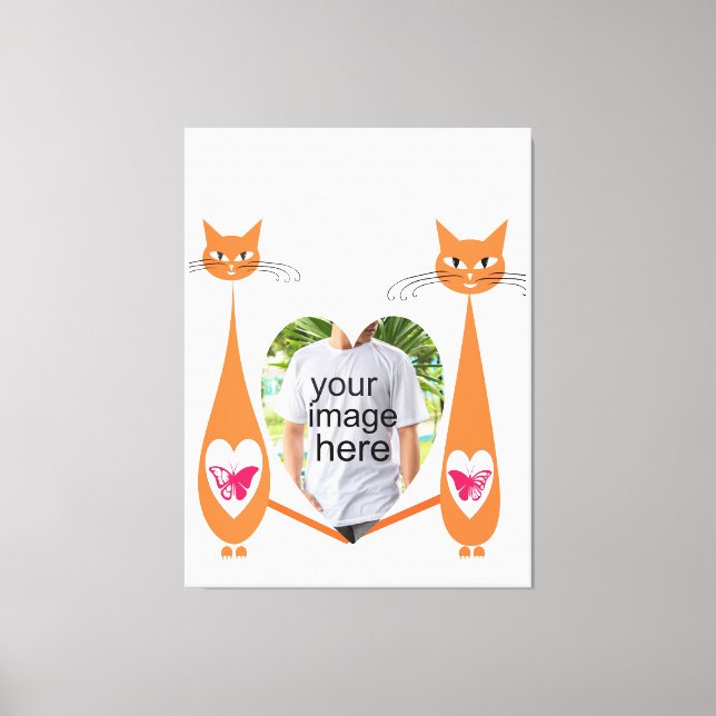 Lienzo Corazón de amor para gato editable - Diseño de tex (Anverso)