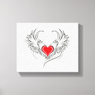 Lienzo Corazón de Ángel Rojo con alas