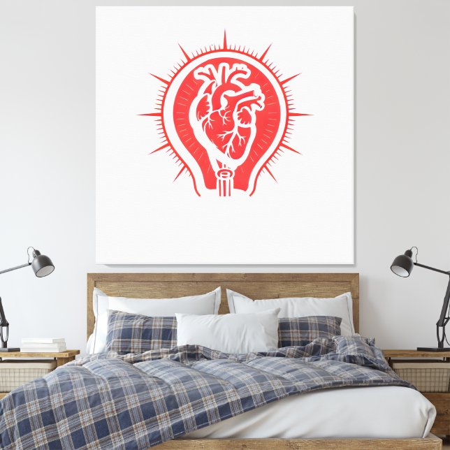 Lienzo Corazón de Brillantez - Bombilla de Corazón Anatóm (Insitu(Dormitorio))