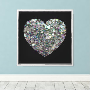 Lienzo Corazón de brillo de mosaico plateado brillante