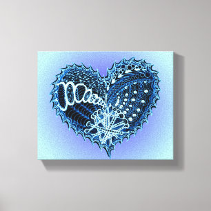 Lienzo Corazón de Doodle Azul