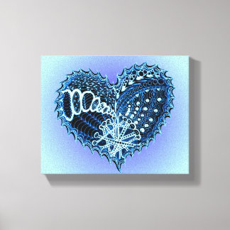 Lienzo Corazón de Doodle Azul