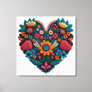 Lienzo Corazón de flores inspirado en Ucrania