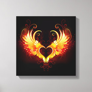 Lienzo Corazón de Fuego Ángel con Alas