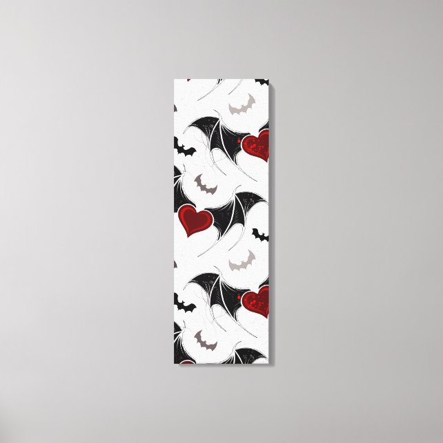 Lienzo Corazón de Halloween con alas de murciélago negro (Anverso)