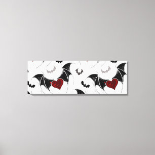 Lienzo Corazón de Halloween con alas de murciélago negro