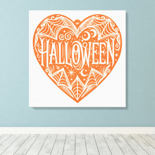 Lienzo Corazón de Halloween, Corazón de forma naranja, Fi