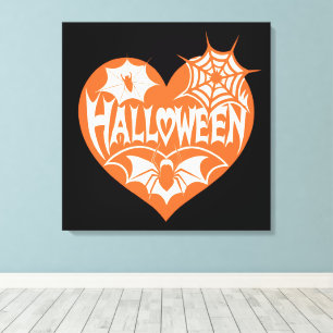 Lienzo Corazón de Halloween, corazón de forma naranja, te