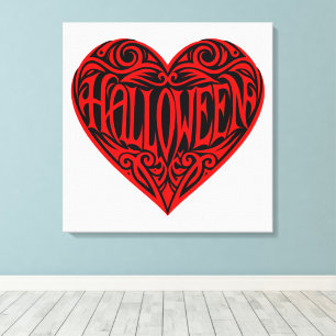 Lienzo Corazón de Halloween, Corazón Rojo, Fiesta
