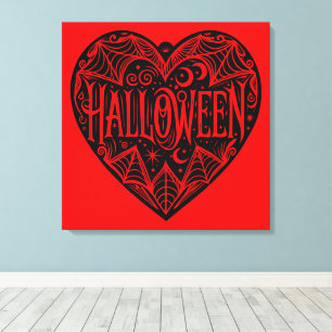 Lienzo Corazón de Halloween, forma de corazón negro, fest