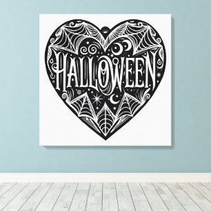 Lienzo Corazón de Halloween, forma de corazón negro, fest