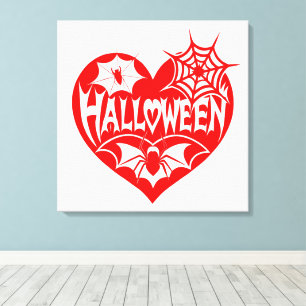 Lienzo Corazón de Halloween, forma de corazón rojo, telar