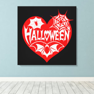 Lienzo Corazón de Halloween, forma de corazón rojo, telar