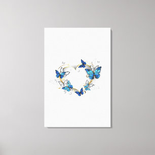 Lienzo Corazón de joyas con mariposas Morfo