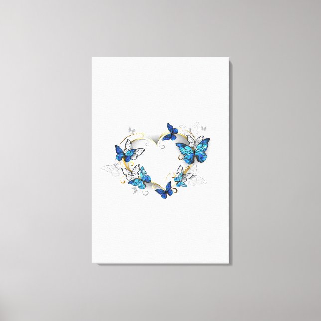 Lienzo Corazón de joyas con mariposas Morfo (Anverso)