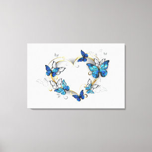 Lienzo Corazón de joyas con mariposas Morfo