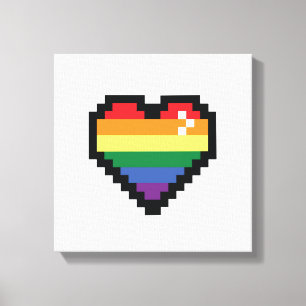Lienzo Corazón de Píxel Arcoiris
