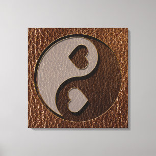 Lienzo Corazón de Yin Yang de la Cuero-Mirada