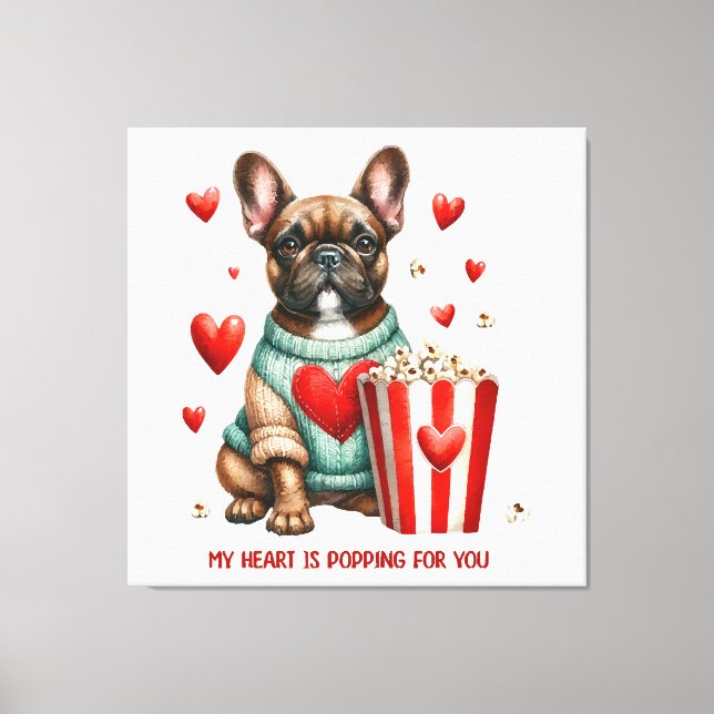 Lienzo Corazón del día de San Valentín del adorable bulld (Anverso)