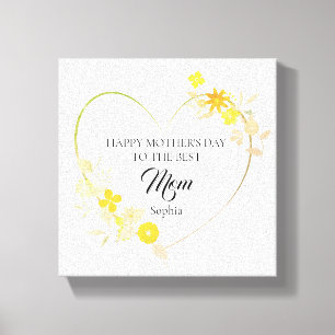 Lienzo Corazón floral del día de la madre con nombre de m