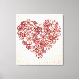 Lienzo Corazón hecho de flores dibujadas mano