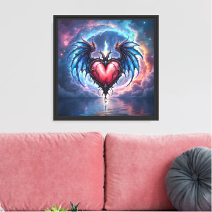 Lienzo Corazón Llamarada de la Luna – Amor Cósmico Gótico