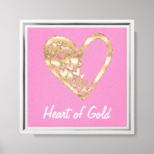 Lienzo Corazón rosa de oro