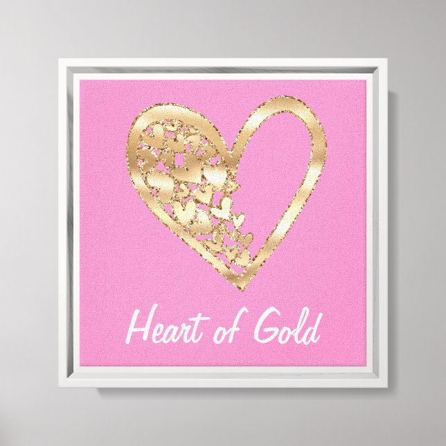 Lienzo Corazón rosa de oro (Anverso)