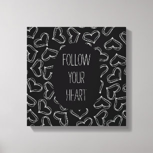 Lienzo Corazones blancos y negros