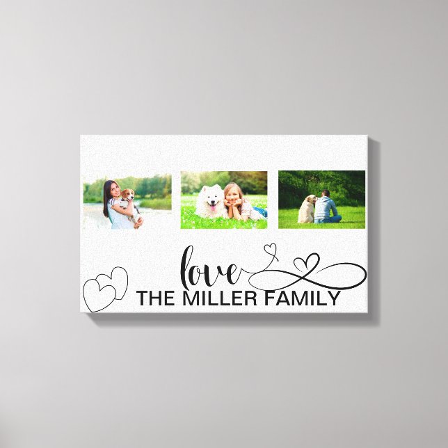 Lienzo Corazones de amor en Collage de fotos Personalizad (Anverso)