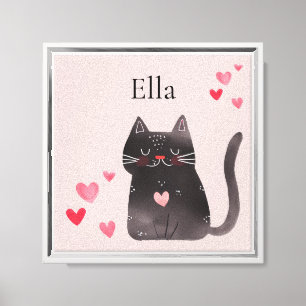 Lienzo Corazones de gato negro rosado de Rubor