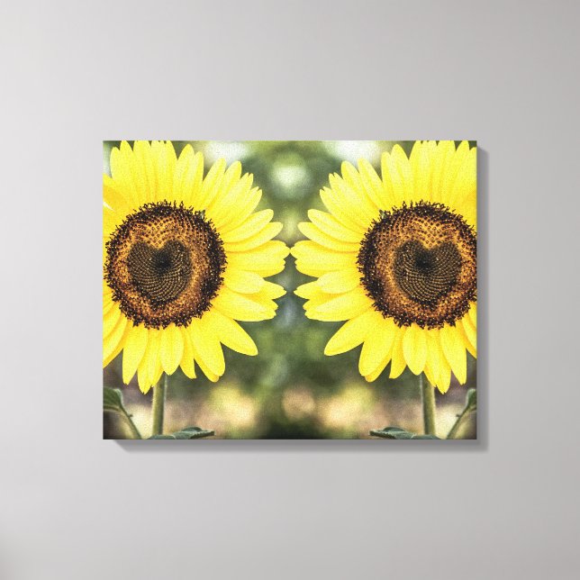 Lienzo Corazones de girasol enamorados (Anverso)