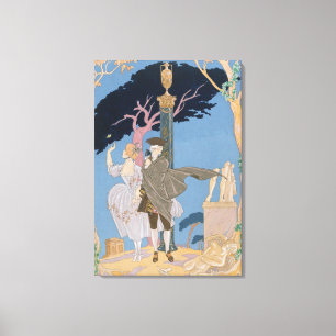 Lienzo Corazones quebrados, estatuas rotas, ilustracion