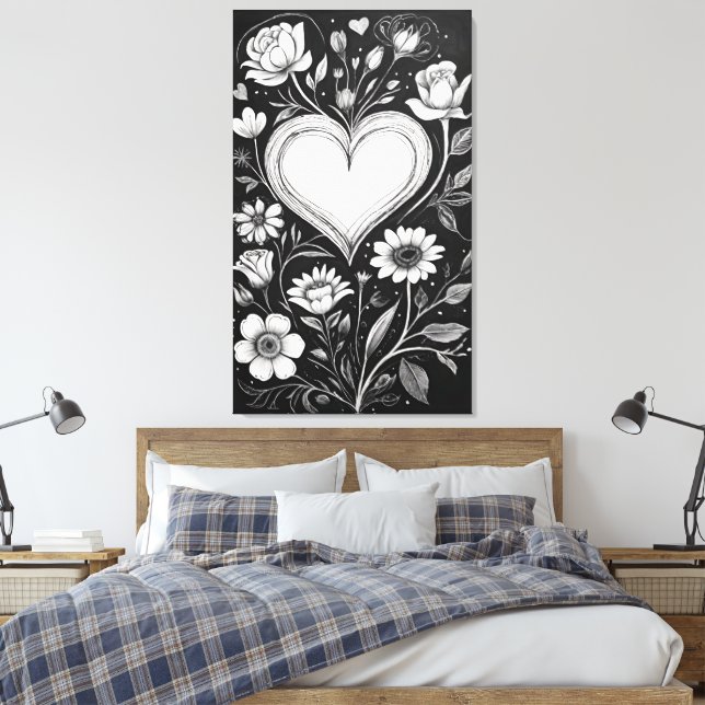 Lienzo Corazones y flores (Insitu(Dormitorio))