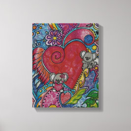 Lienzo Corazones y Koalas