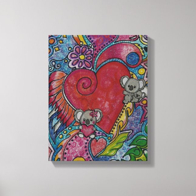 Lienzo Corazones y Koalas (Anverso)