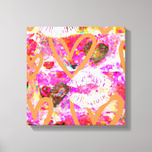 Lienzo Corazones y labios