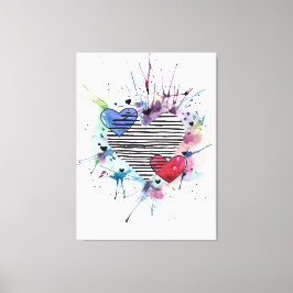 Lienzo Corazones Y Lavabos Cuidados En Acuarela