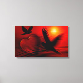 Lienzo Corazones y palomas