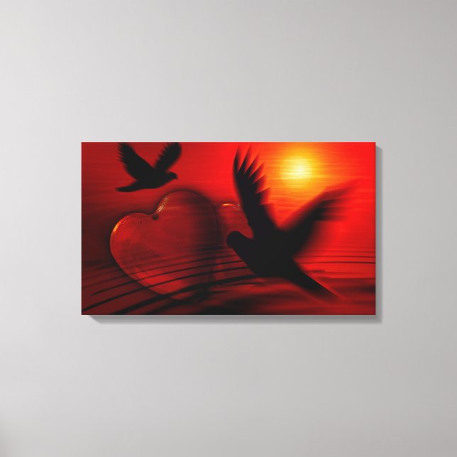 Lienzo Corazones y palomas (Anverso)