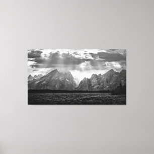 Lienzo Cordillera magnífica de Teton en blanco y negro