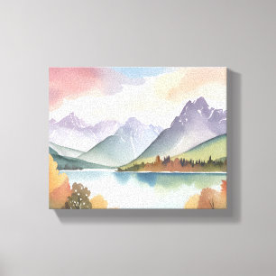 Lienzo Cordillera   Paisaje en acuarela de naturaleza aér
