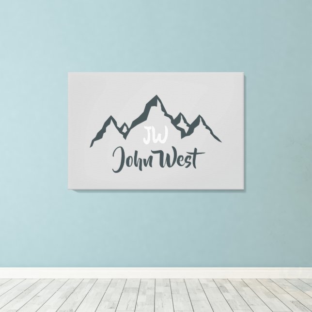 Lienzo Cordillera personalizable con monograma de línea d (Insitu (piso de madera))