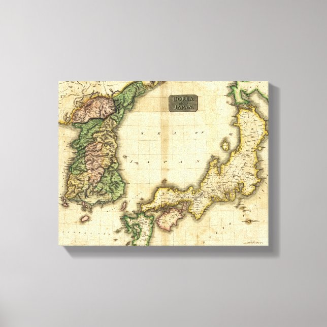 Lienzo Corea y JapónMapa panorámicoCorea y Japón (Anverso)