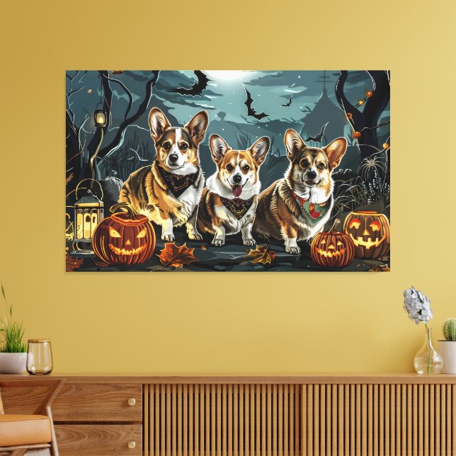 Lienzo Corgi Halloween Spooky (Insitu (Sala de estar))