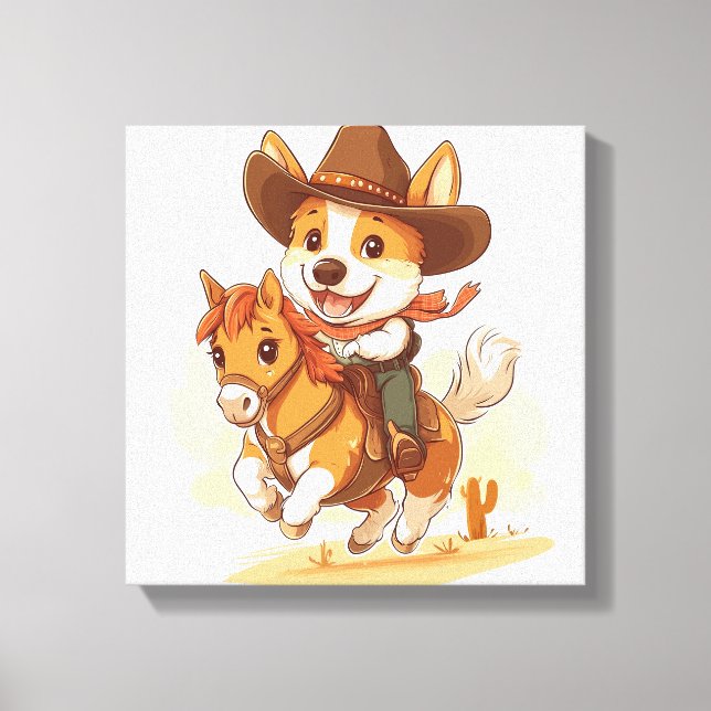 Lienzo Corgi Vaquero � Perro Rodeo Occidental (Anverso)
