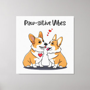 Lienzo Corgis Vibes enamorados